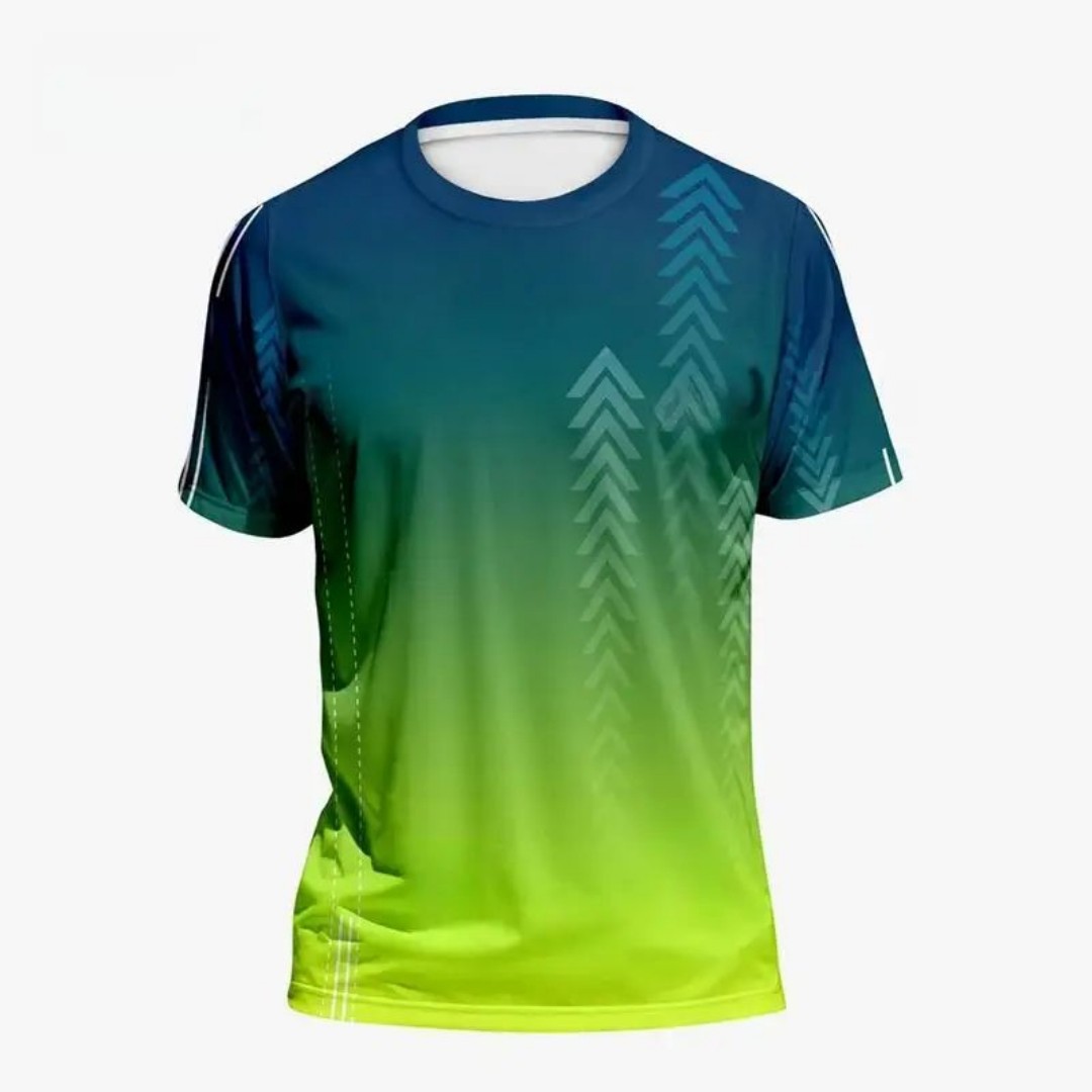 Badminton Emoji - 売れ筋メンズサマーバドミントントレーニンググラデーションプリント快適で通気性のあるラウンドネックTシャツアウトドアスポーツトップ
