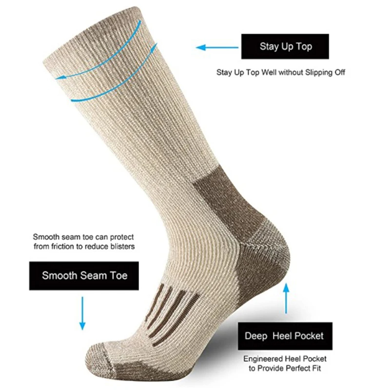 80% ウール靴下厚み暖かいハイキングクッションクルーソック - Ankle Support Badminton のレビューと価格