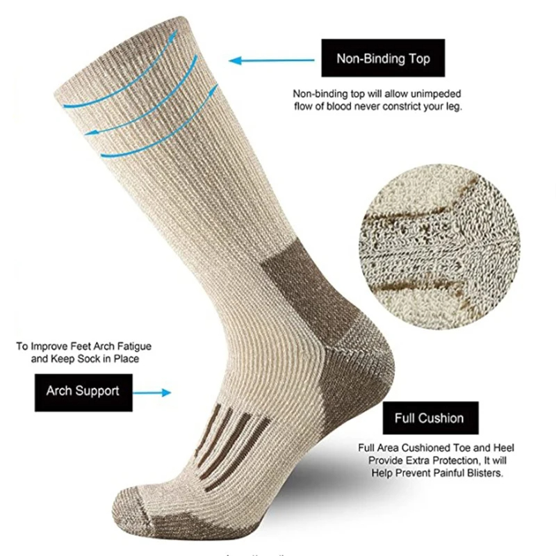 80% ウール靴下厚み暖かいハイキングクッションクルーソック - Ankle Support Badminton のレビューと価格